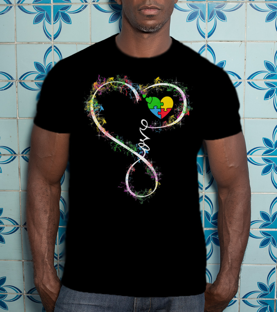 Kids Love Colorful Puzzle Heart Autism Awareness T-Shirt
