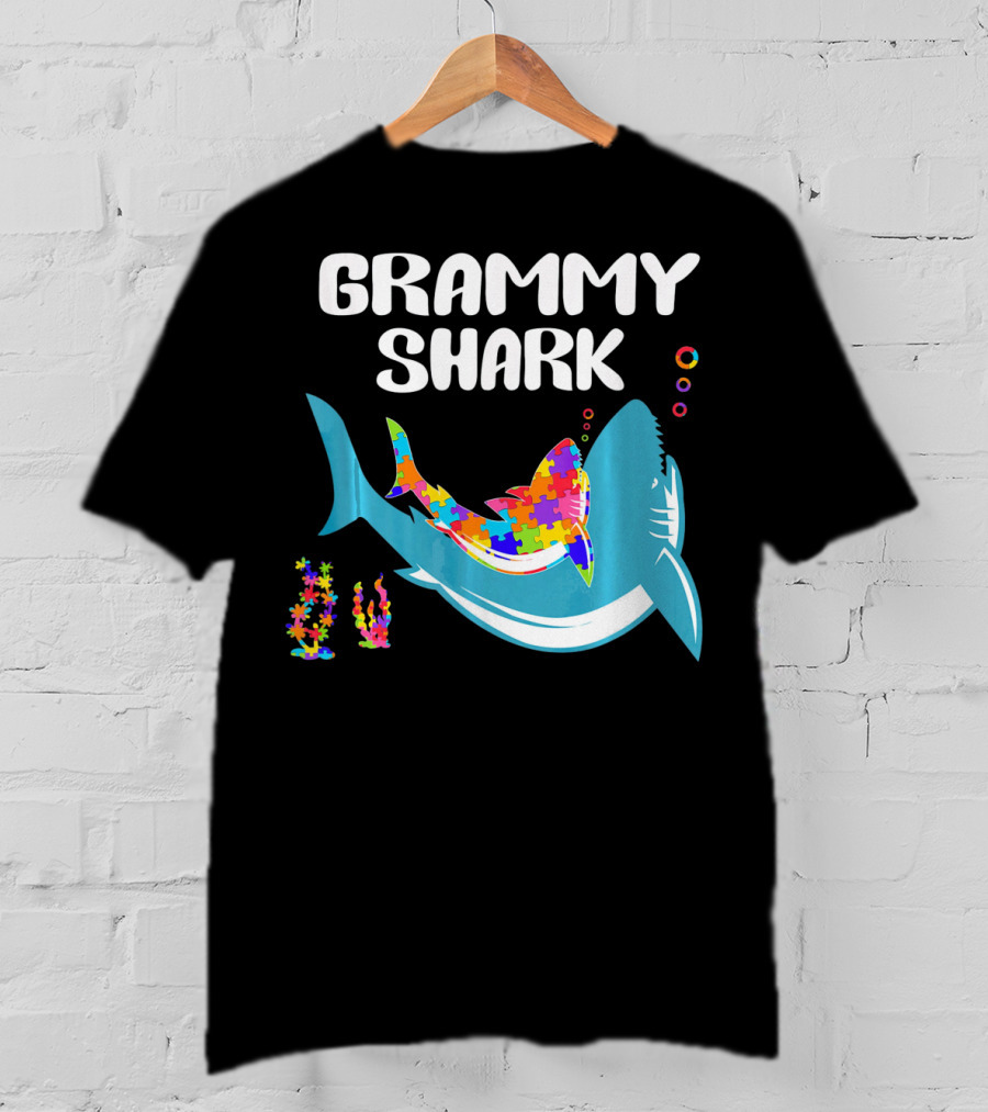 GRAMMY SHARK Autism Awareness Puzzle Shark T-Shirt