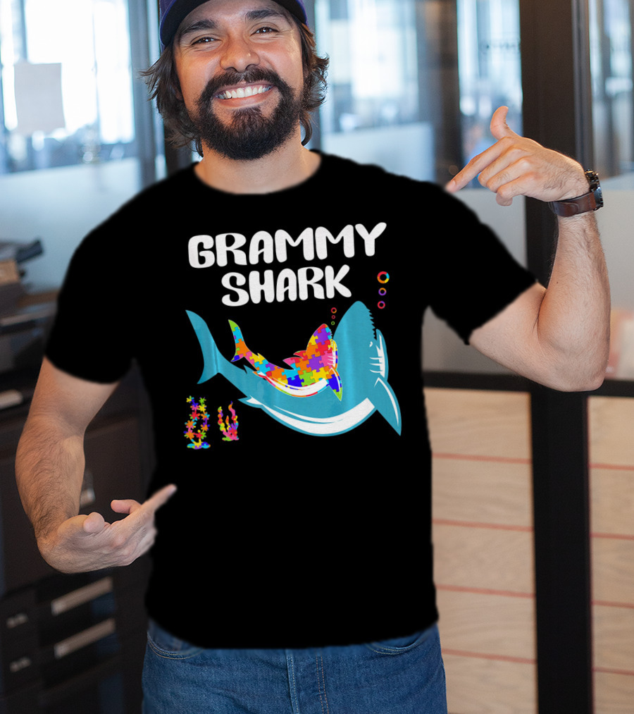 GRAMMY SHARK Autism Awareness Puzzle Shark T-Shirt