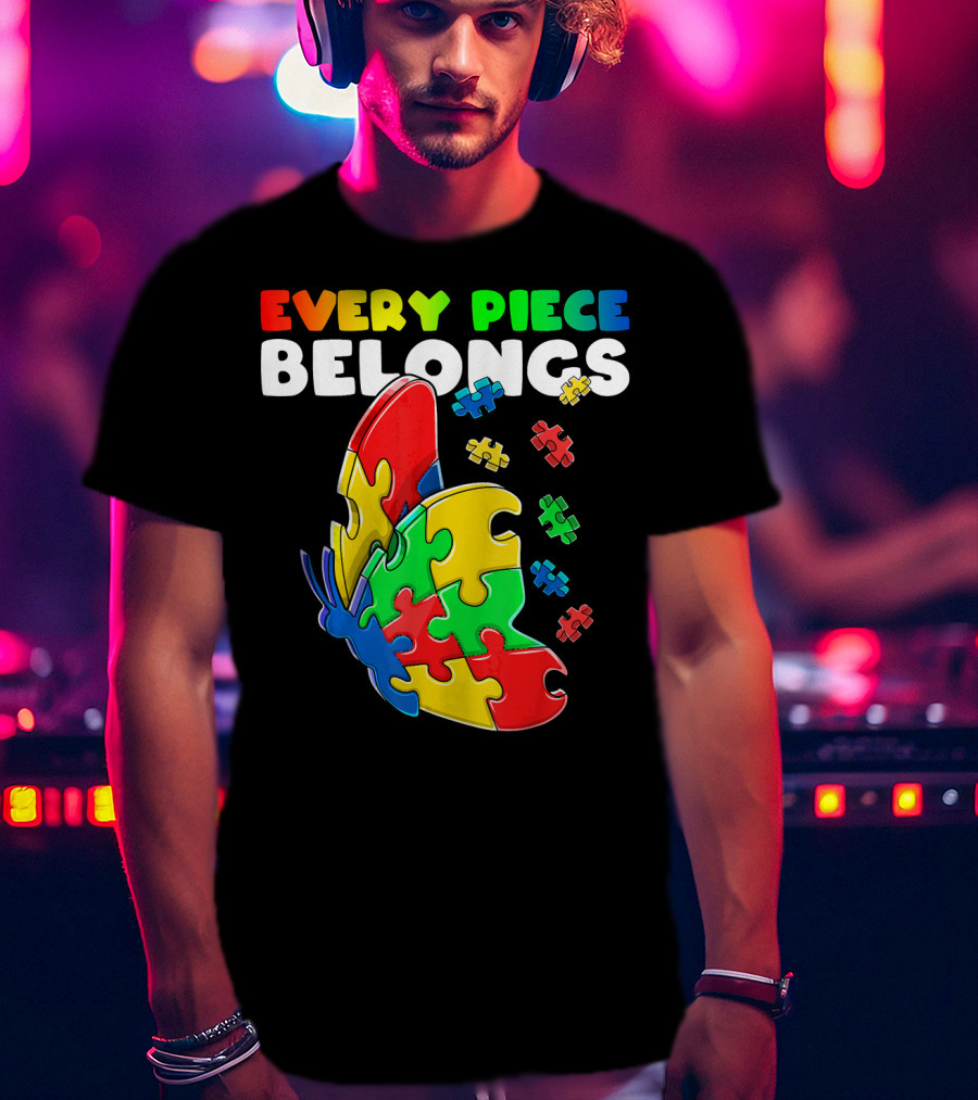 Every Piece Belongs Autism Awareness Butterfly Puzzle Pieces T-Shirt