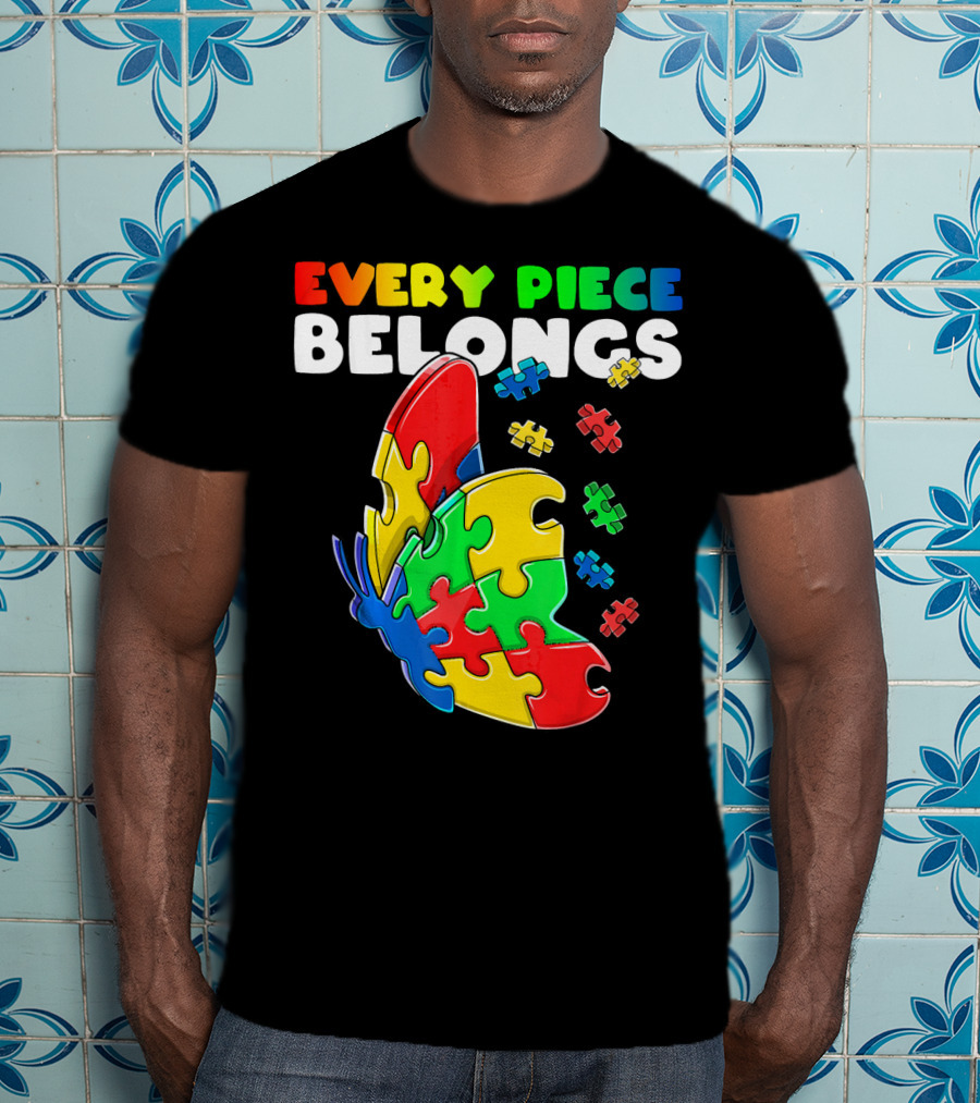 Every Piece Belongs Autism Awareness Butterfly Puzzle Pieces T-Shirt