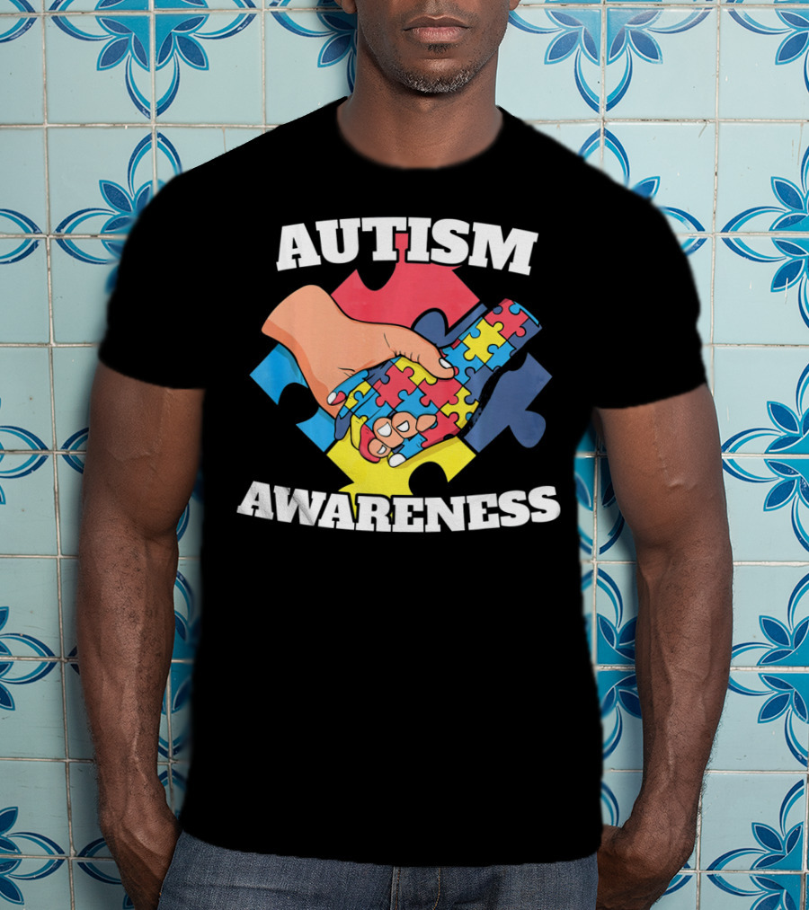 Autism Awareness Puzzle Piece Handshake 2 April Au T-Shirt