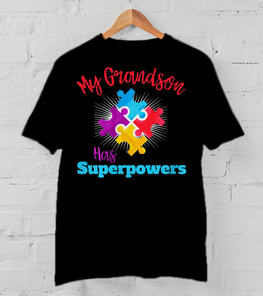 My Grandson Has Autism Superpowers Puzzle T-Shirt