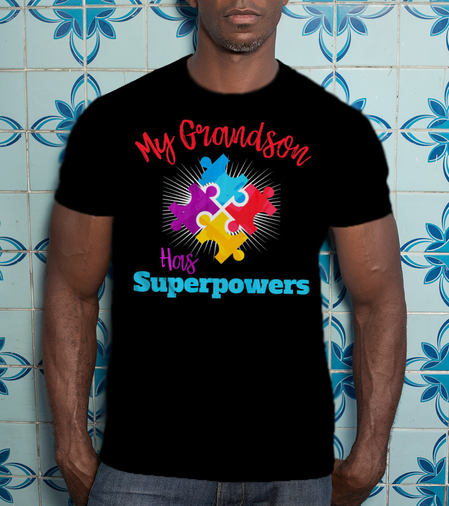My Grandson Has Autism Superpowers Puzzle T-Shirt