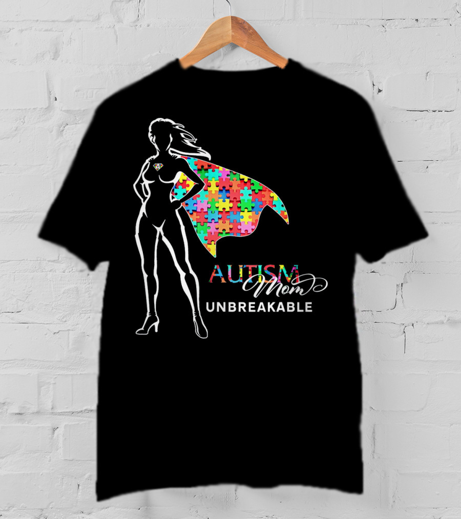 Superhero Autism Mom Unbreakable Puzzle Cape T-Shirt