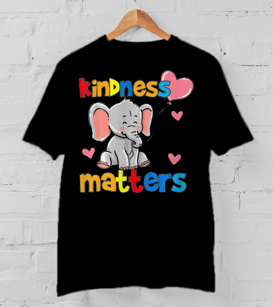 Kindness Matters Autism Awareness Elephant With Hearts T-Shirt