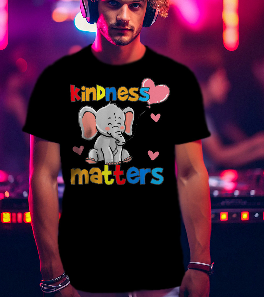 Kindness Matters Autism Awareness Elephant With Hearts T-Shirt