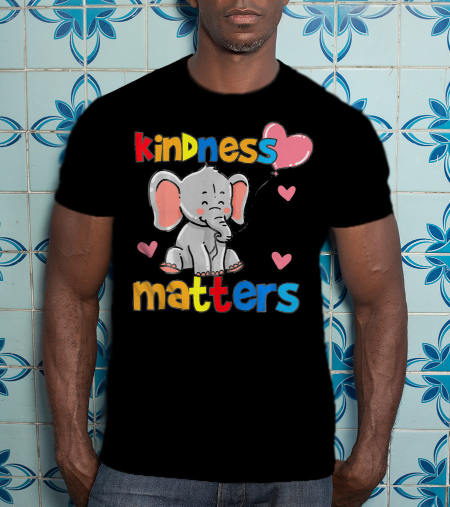 Kindness Matters Autism Awareness Elephant With Hearts T-Shirt