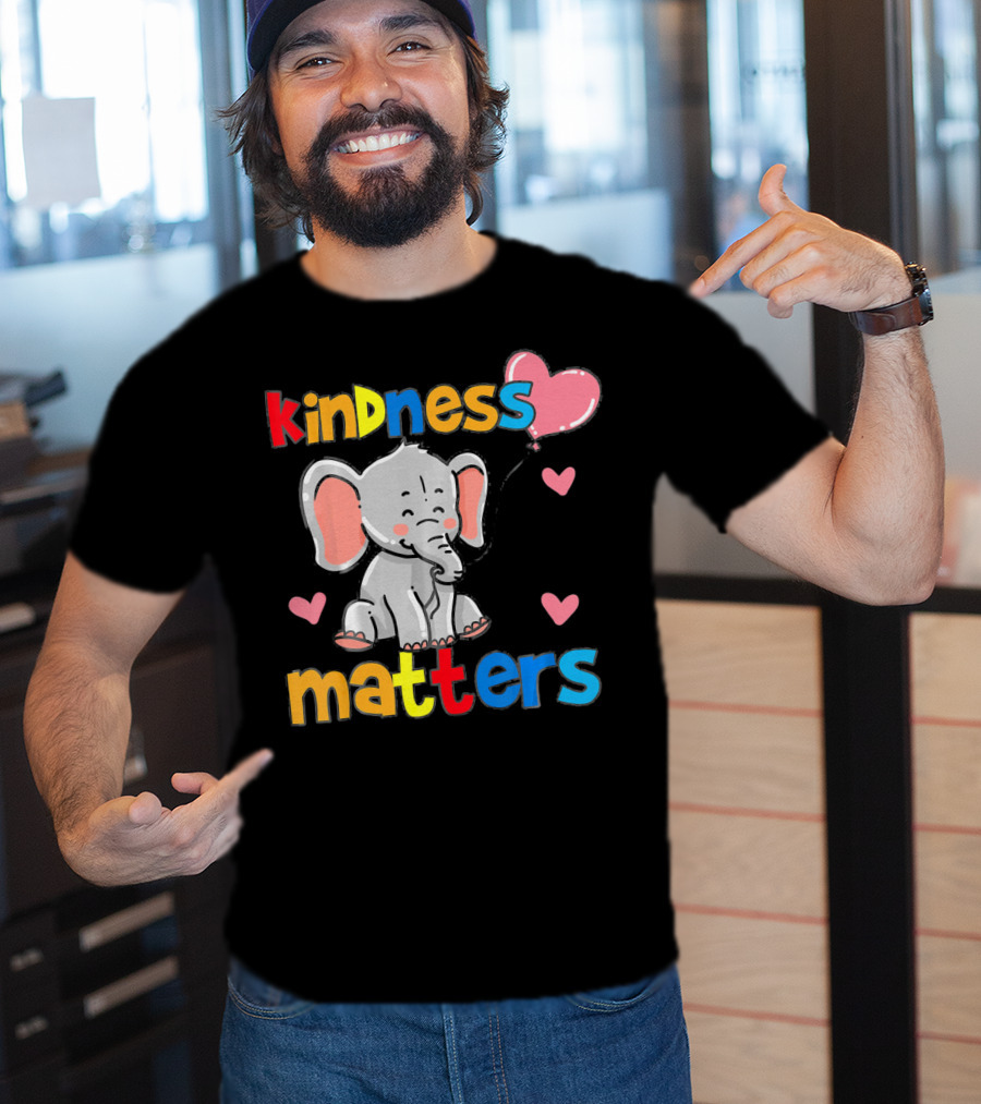 Kindness Matters Autism Awareness Elephant With Hearts T-Shirt