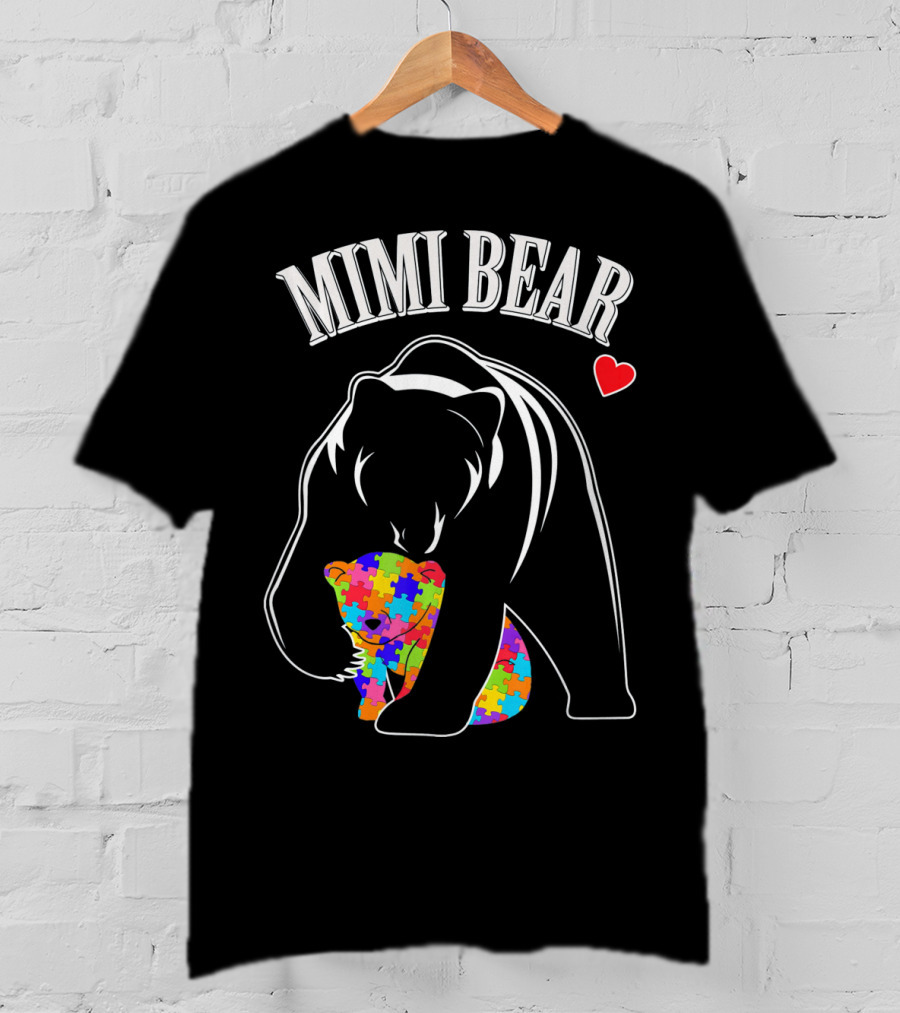 Mimi Bear Autism Awareness Love Puzzle Heart T-Shirt