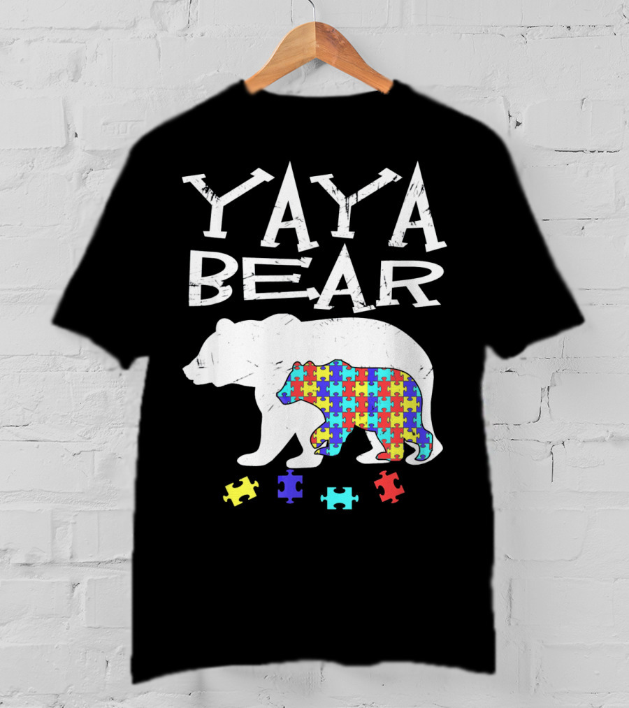 Yaya Bear Autism Awareness Puzzle Bear T-Shirt