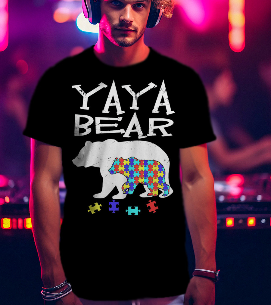 Yaya Bear Autism Awareness Puzzle Bear T-Shirt