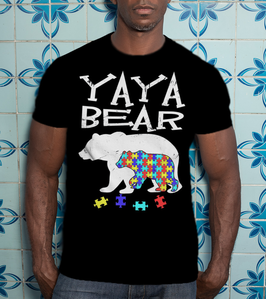 Yaya Bear Autism Awareness Puzzle Bear T-Shirt