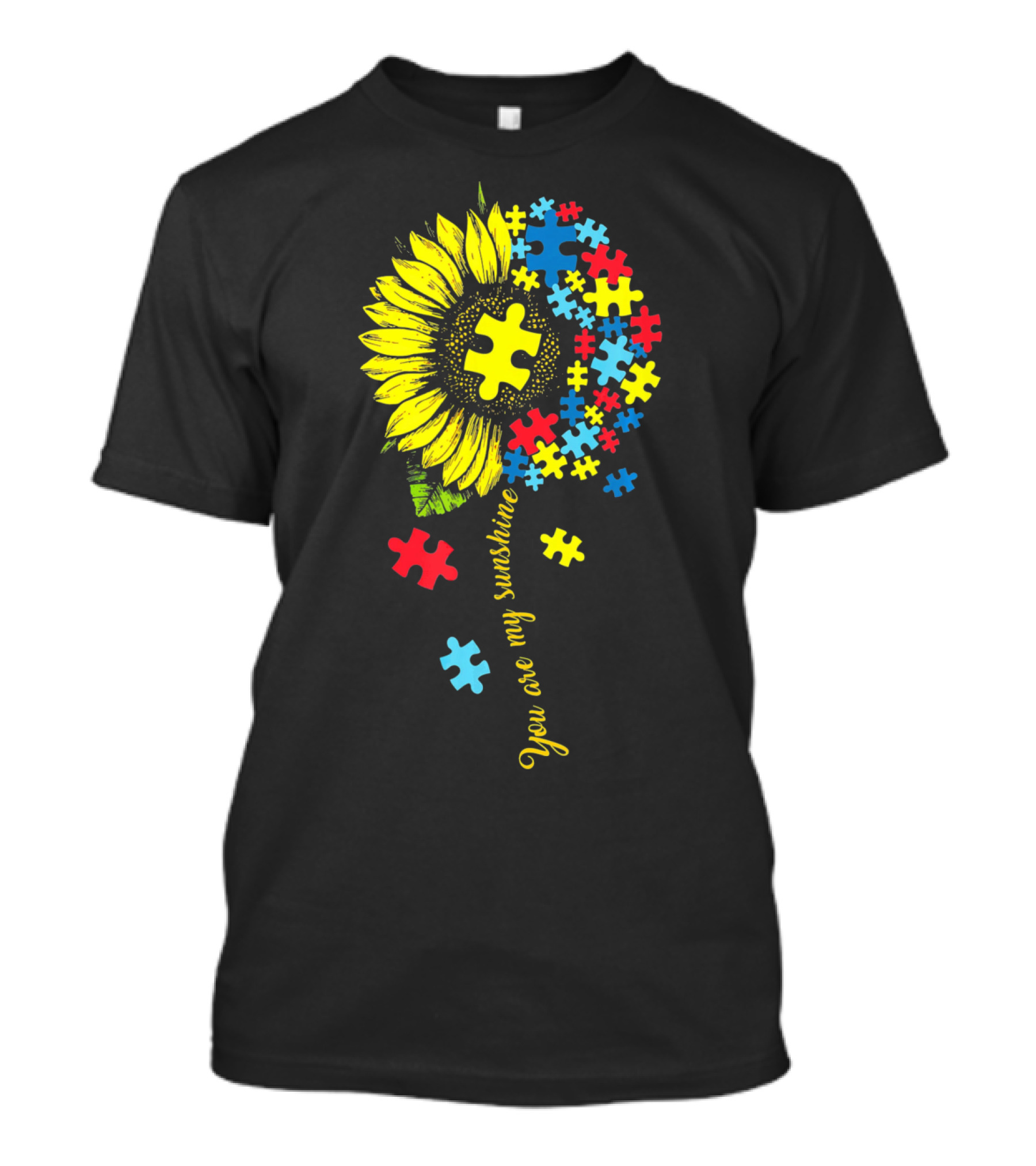 You Are My Sunshine Autism Sunflower Puzzle Pieces T-Shirt