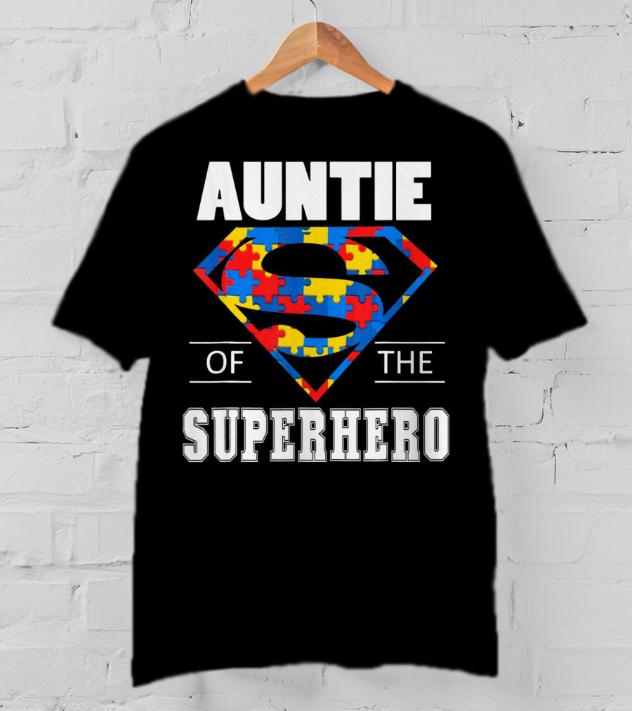 Auntie Of The Superhero Autism Awareness Day Puzzle T-Shirt