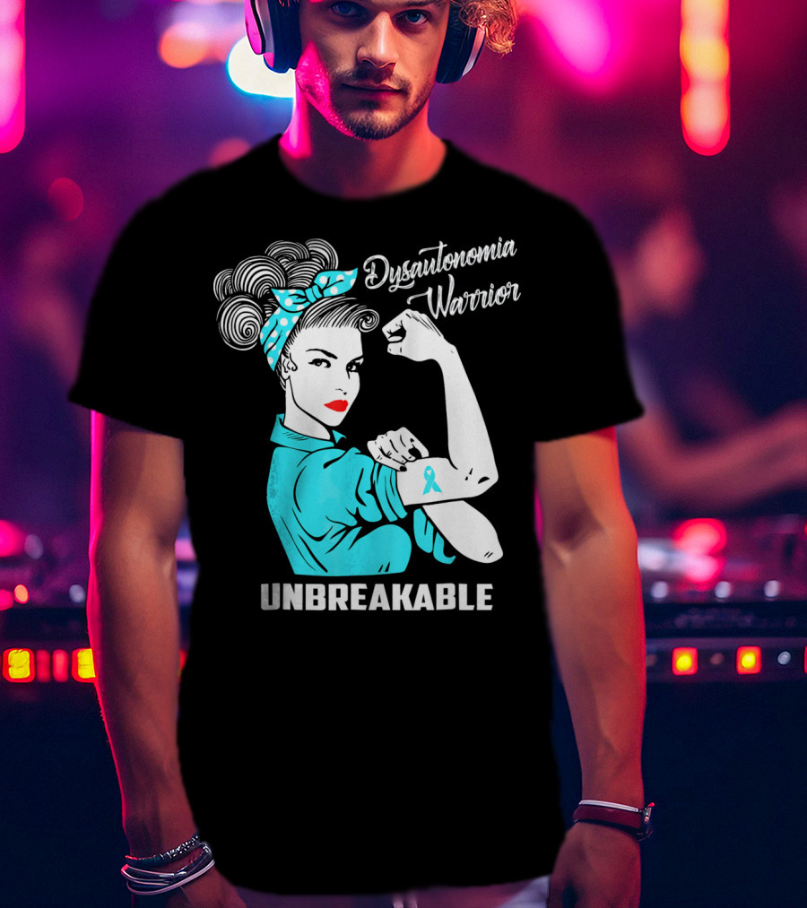 Dysautonomia Warrior Unbreakable Retro Rosie The Riveter T-Shirt