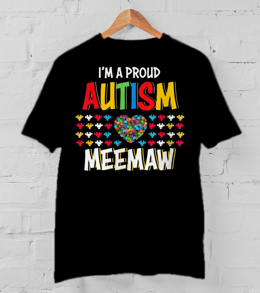 Proud Autism Meemaw Heart Puzzle T-Shirt