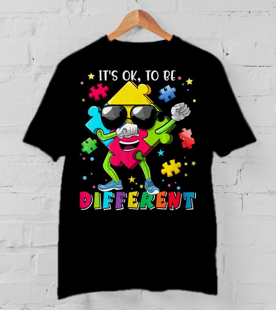 It's OK To Be Different Puzzle Piece Autism Awareness T-Shirt