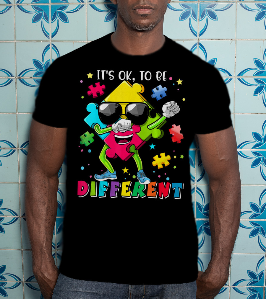 It's OK To Be Different Puzzle Piece Autism Awareness T-Shirt