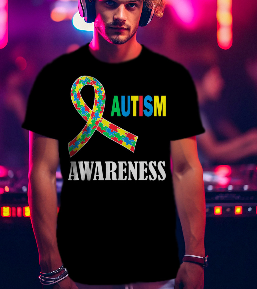 Autism Awareness Puzzle Ribbon Social Interaction Auti T-Shirt