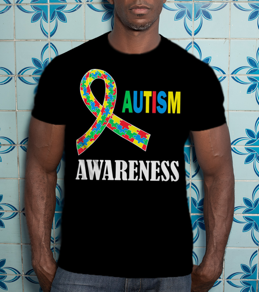Autism Awareness Puzzle Ribbon Social Interaction Auti T-Shirt