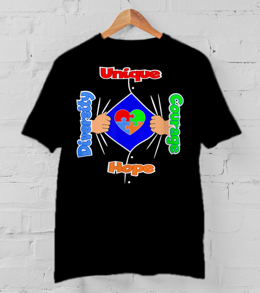 Diversity Unique Courage And Hope Puzzle Heart Superman T-Shirt