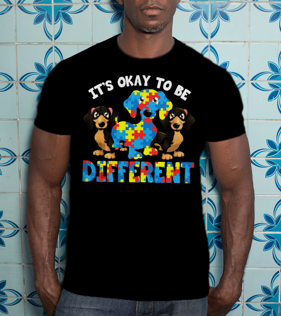 It's Okay To Be Different Dachshund Autism Puzzle Dogs T-Shirt