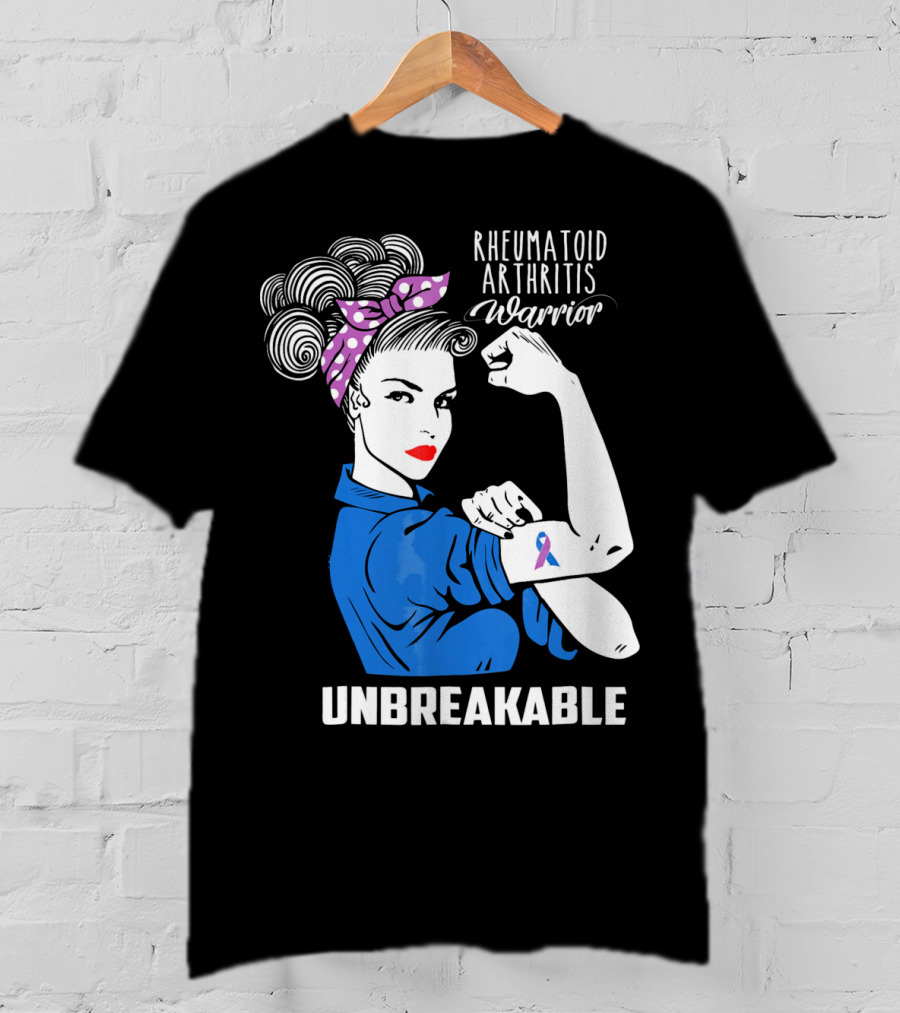 Rheumatoid Arthritis Warrior Unbreakable Rosie Riveter T-Shirt