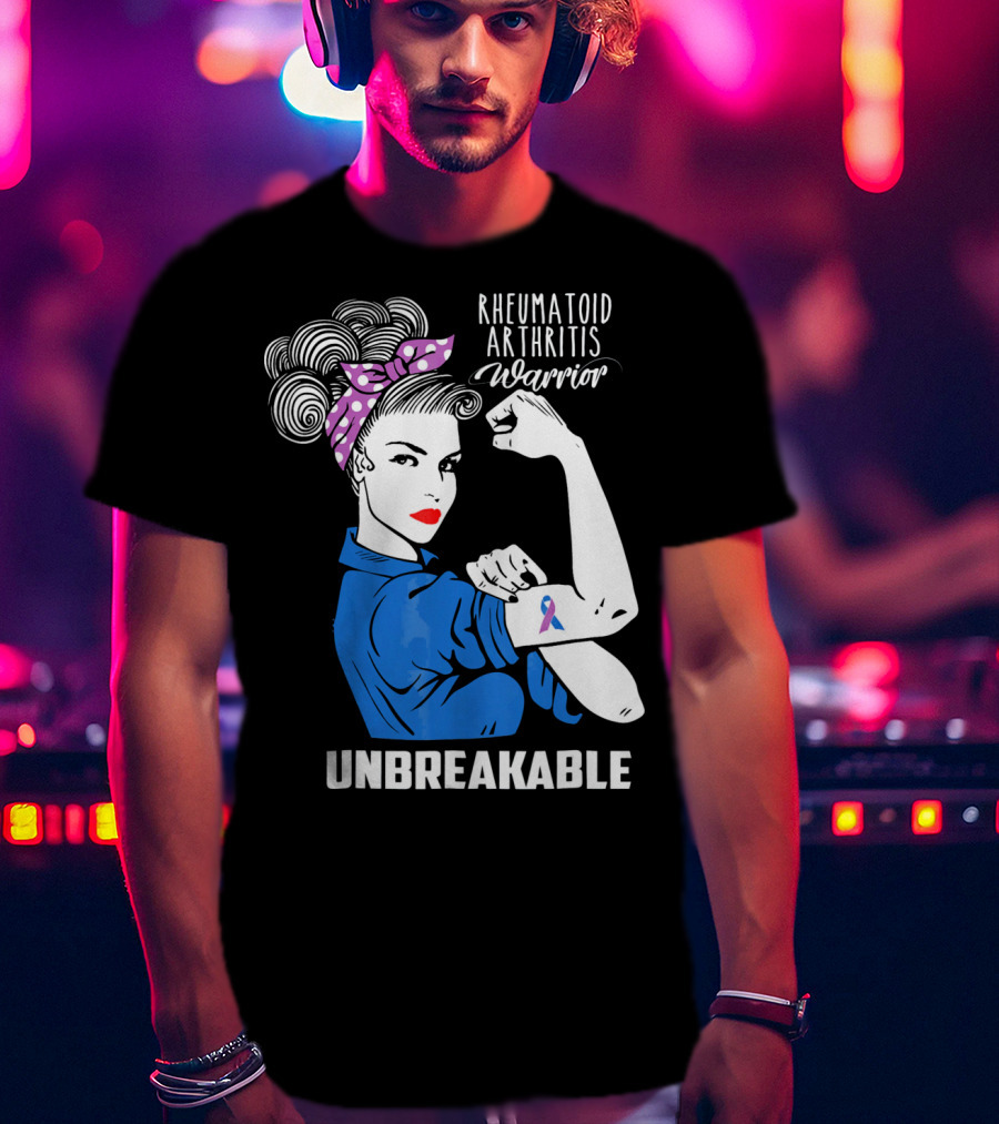 Rheumatoid Arthritis Warrior Unbreakable Rosie Riveter T-Shirt