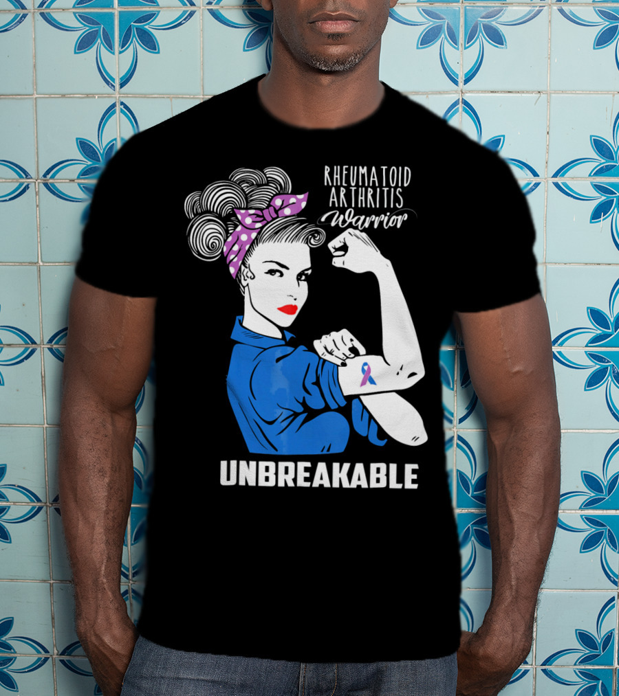Rheumatoid Arthritis Warrior Unbreakable Rosie Riveter T-Shirt