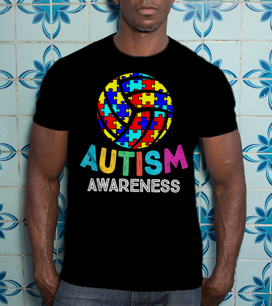 Autism Awareness Volleyball Puzzle T-Shirt