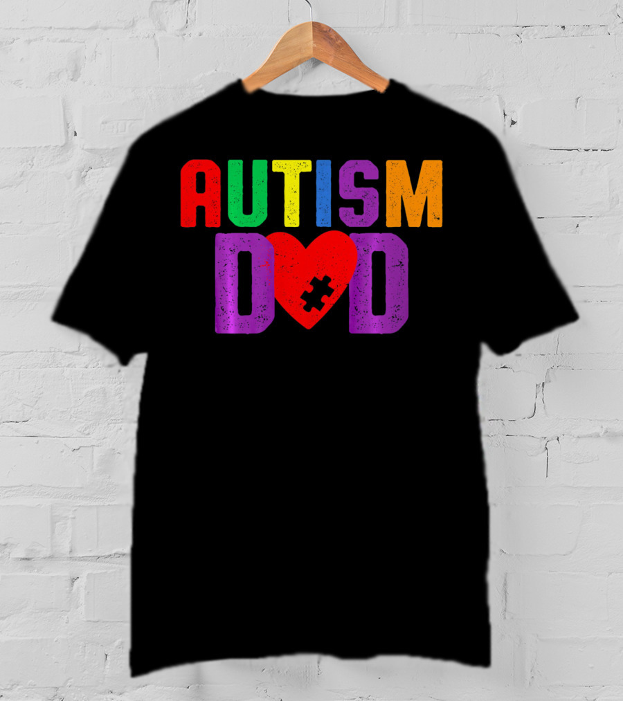 AUTISM DAD Heart Puzzle Awareness T-Shirt