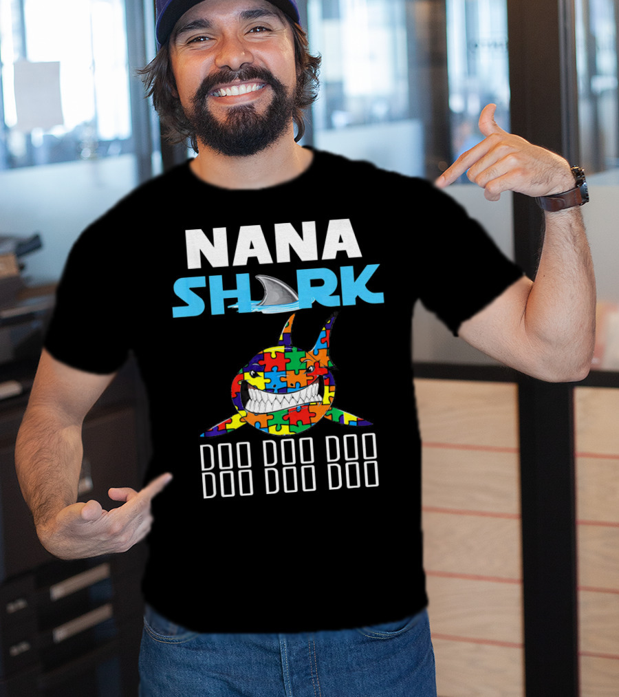 Nana Shark Autism Awareness Puzzle Doo Doo Doo T-Shirt