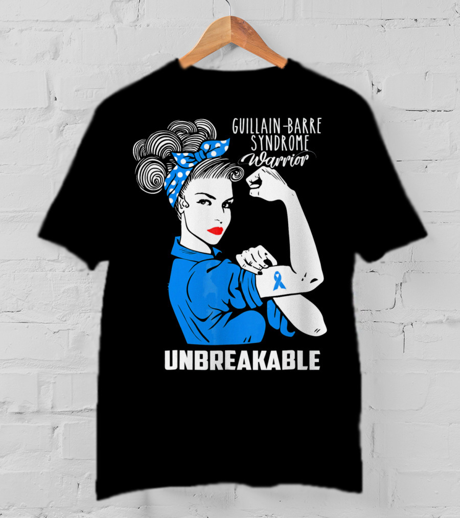 Guillain-Barre Syndrome Warrior Unbreakable Retro Strong Woman With Awareness T-Shirt