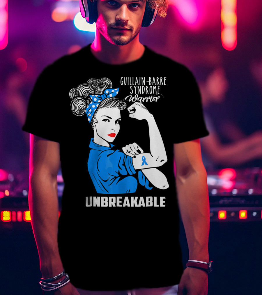 Guillain-Barre Syndrome Warrior Unbreakable Retro Strong Woman With Awareness T-Shirt