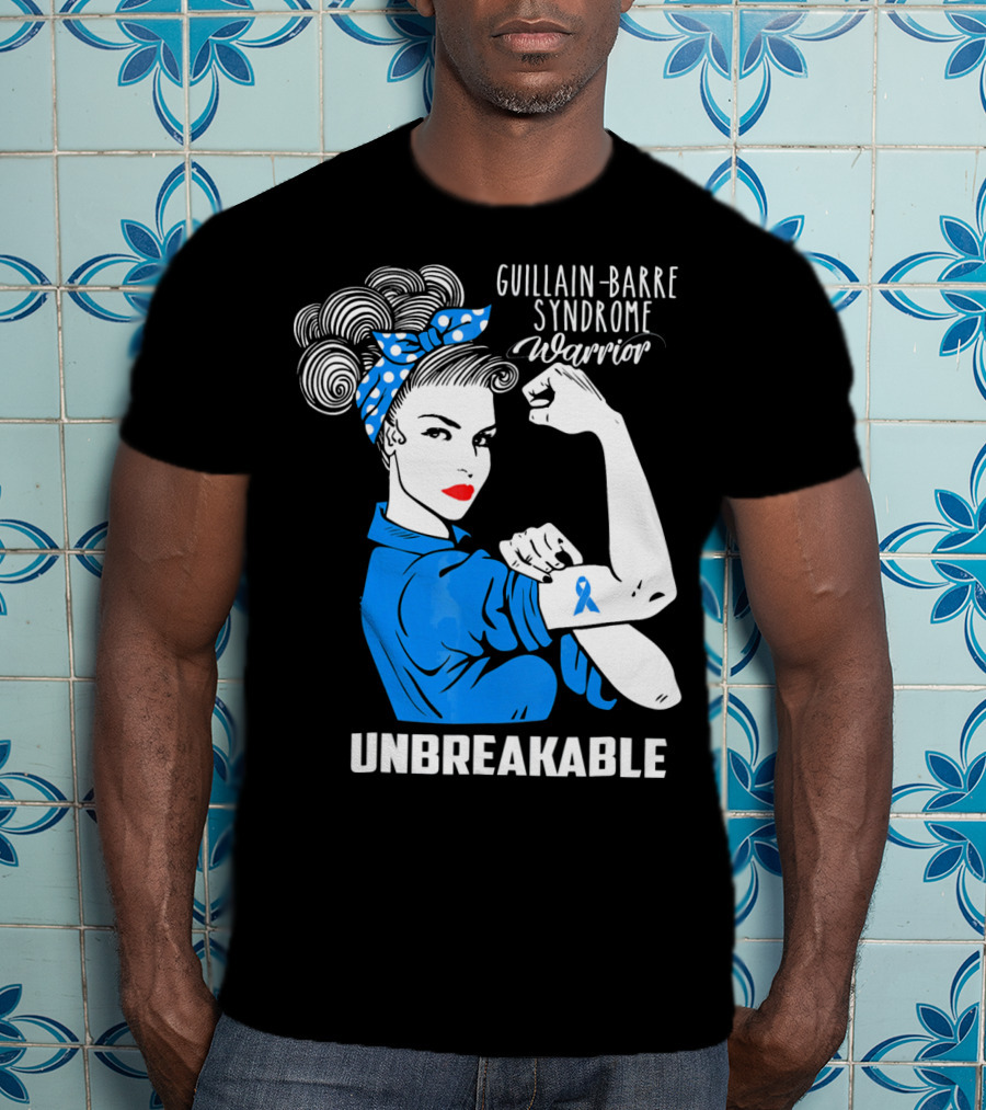 Guillain-Barre Syndrome Warrior Unbreakable Retro Strong Woman With Awareness T-Shirt