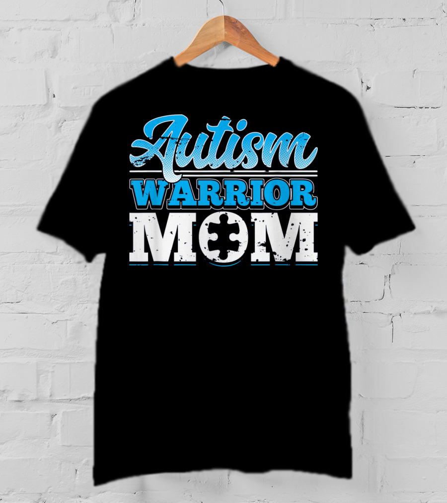 Autism Warrior Mom Awareness Puzzle Piece T-Shirt
