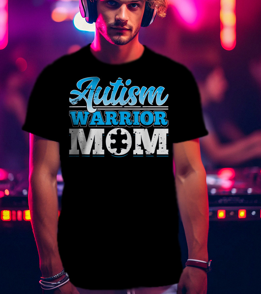 Autism Warrior Mom Awareness Puzzle Piece T-Shirt