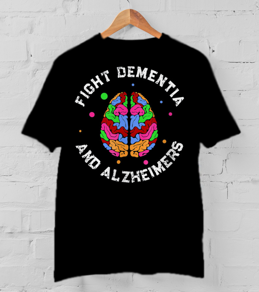 Fight Dementia And Alzheimer's Colorful Brain Awareness T-Shirt