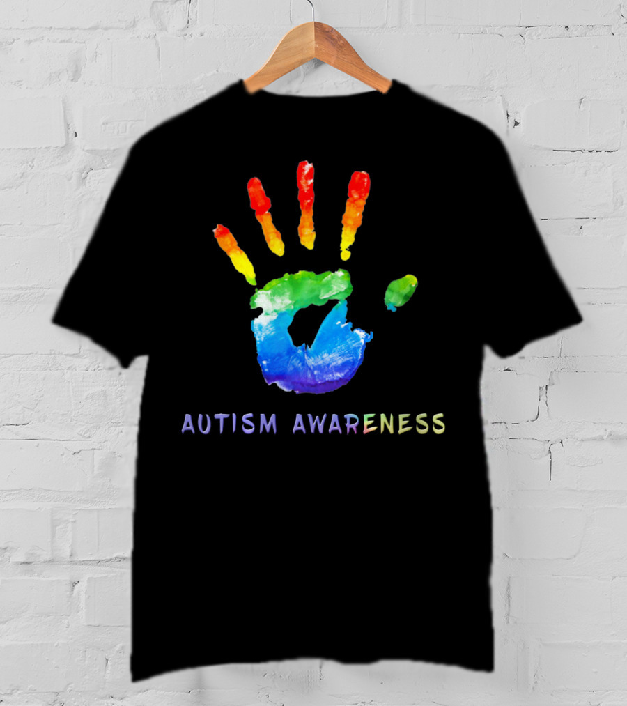 Autism Awareness Colorful Rainbow Handprint T-Shirt
