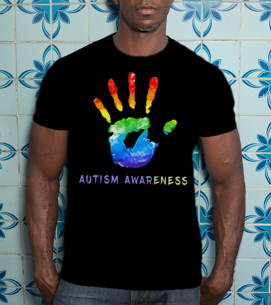 Autism Awareness Colorful Rainbow Handprint T-Shirt