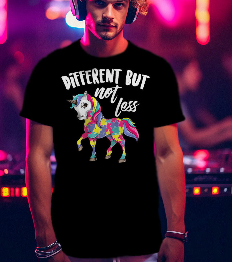 Different But Not Less Unicorn Puzzle Piece T-Shirt