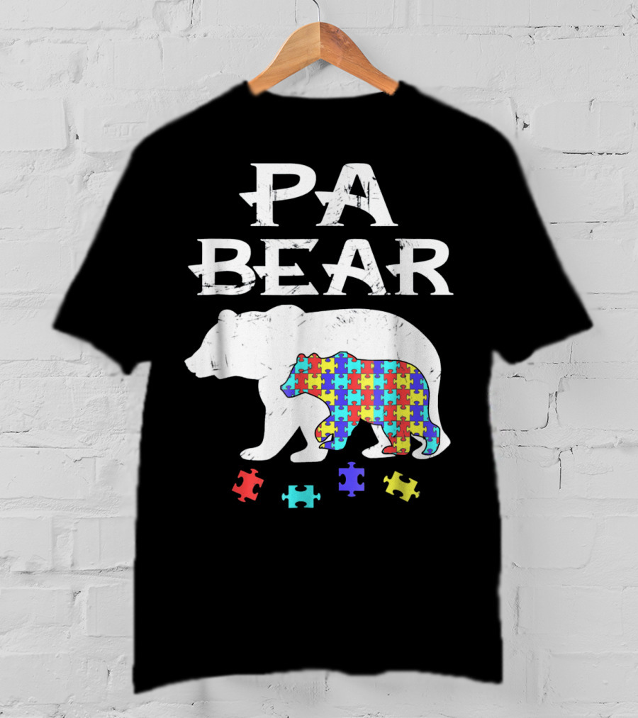 PA Bear With Autism Awareness Puzzle Pieces T-Shirt
