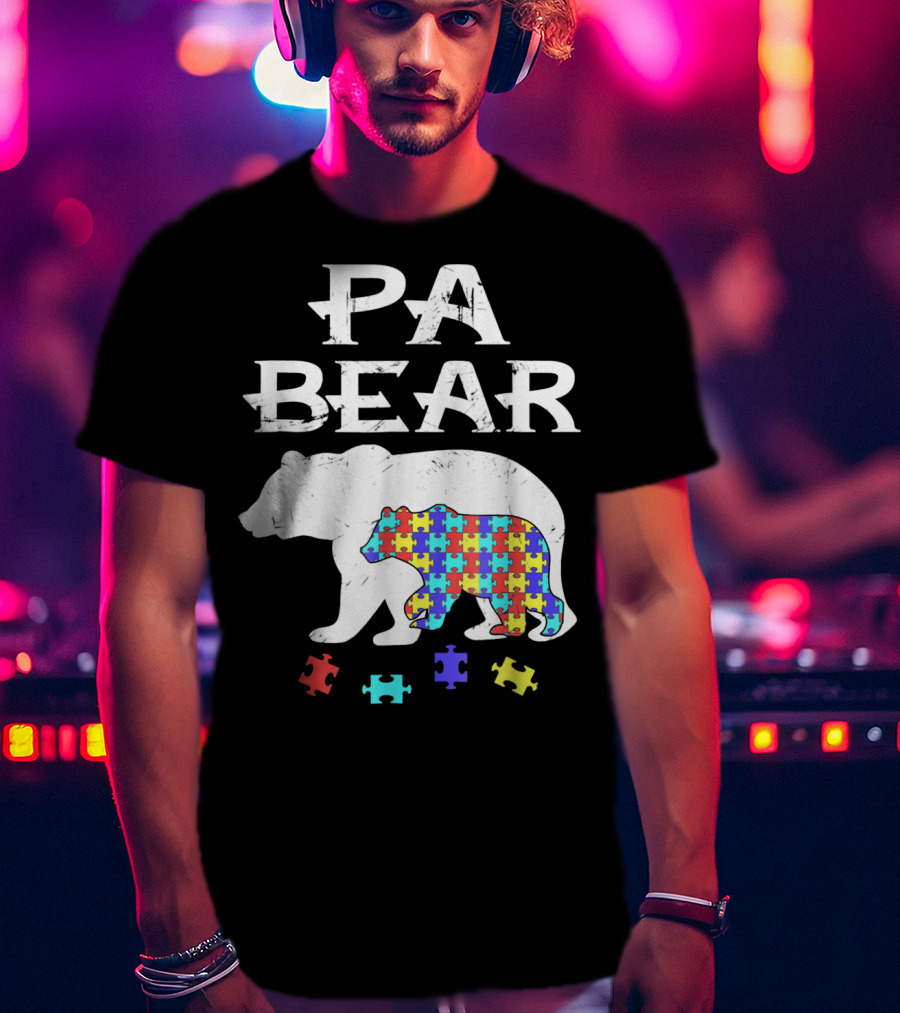 PA Bear With Autism Awareness Puzzle Pieces T-Shirt
