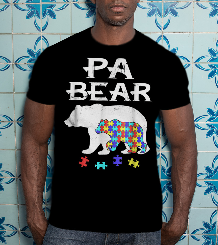 PA Bear With Autism Awareness Puzzle Pieces T-Shirt