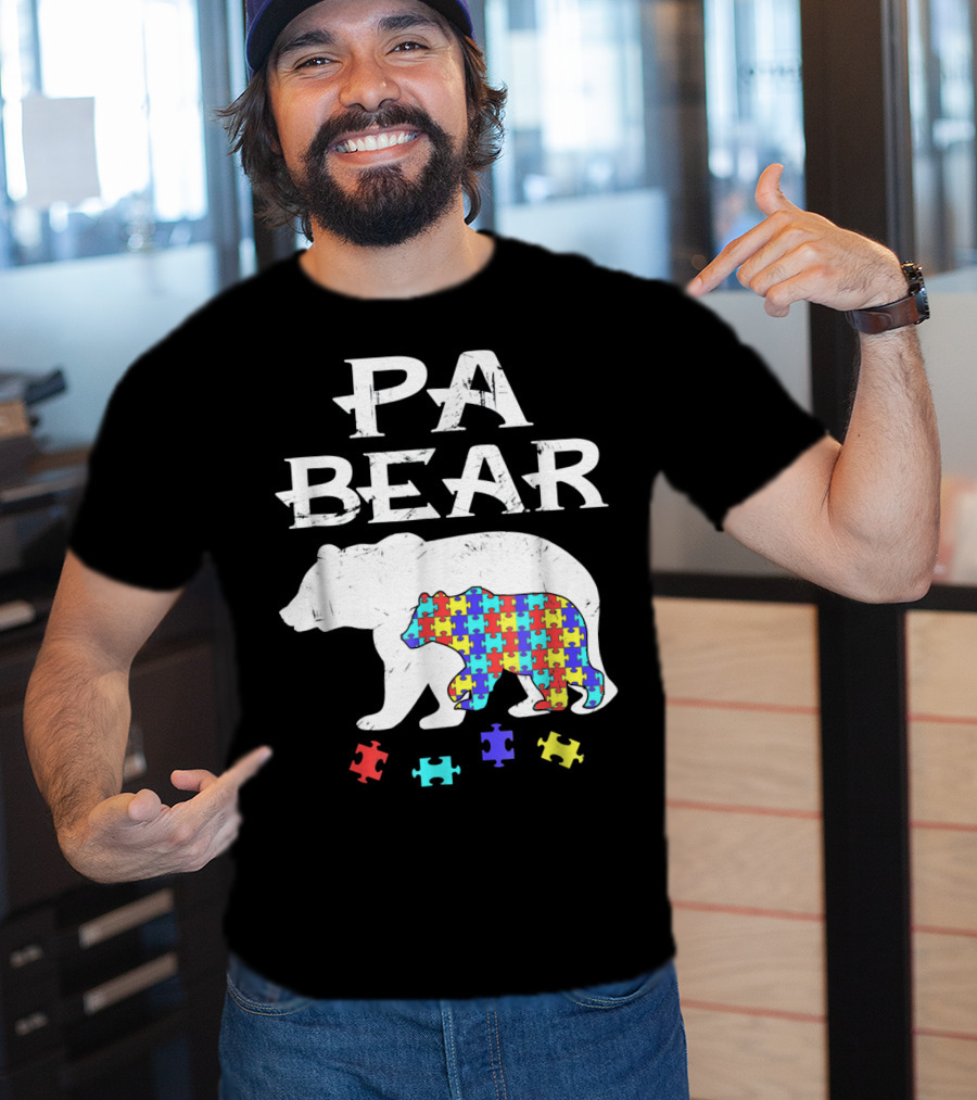 PA Bear With Autism Awareness Puzzle Pieces T-Shirt