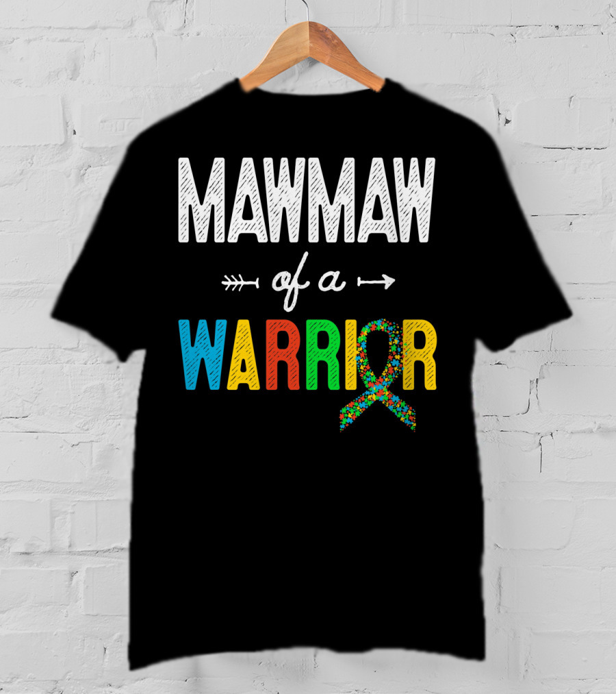 Maw Maw Of A Warrior Autism Awareness Puzzle T-Shirt