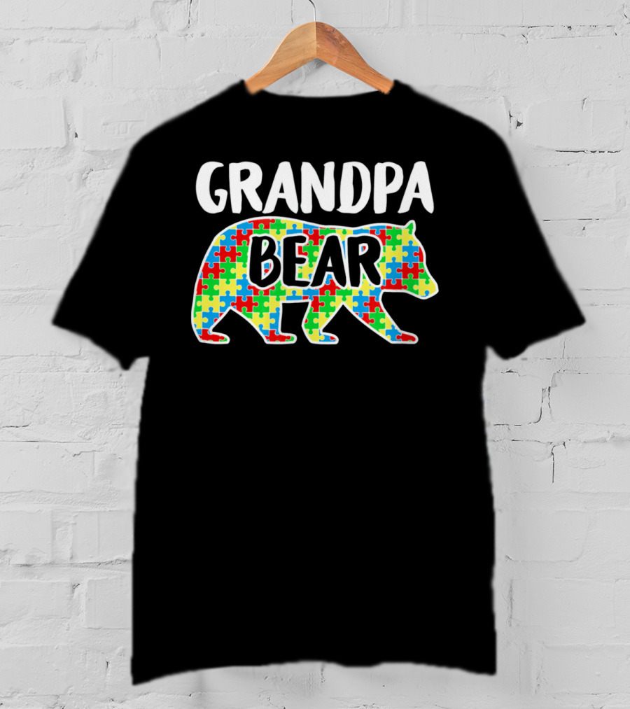 Grandpa Bear Puzzle Autism Awareness Month T-Shirt