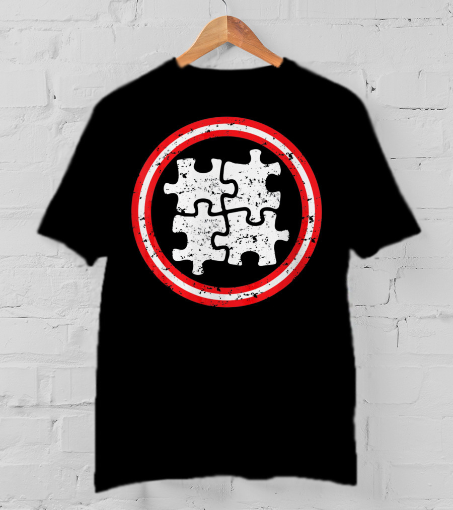Captain Autism Awareness Puzzle Shield T-Shirt