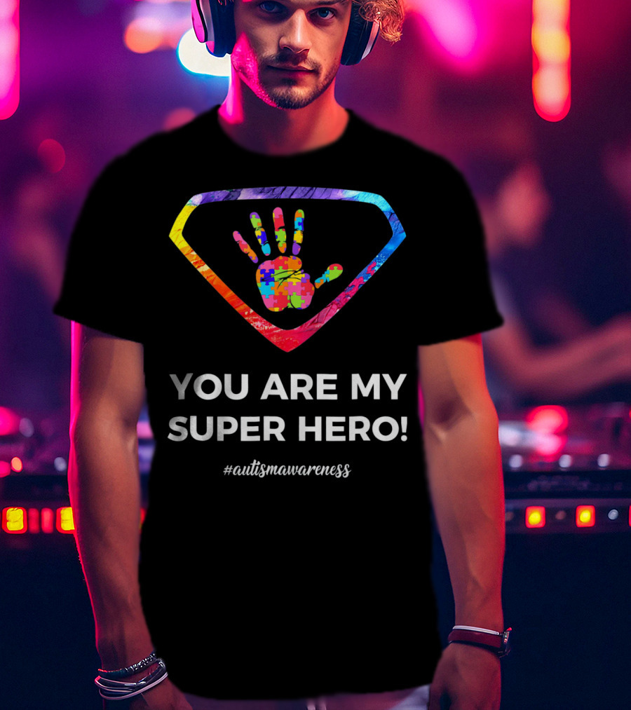 You Are My Superhero Autism Awareness Handprint Puzzle T-Shirt